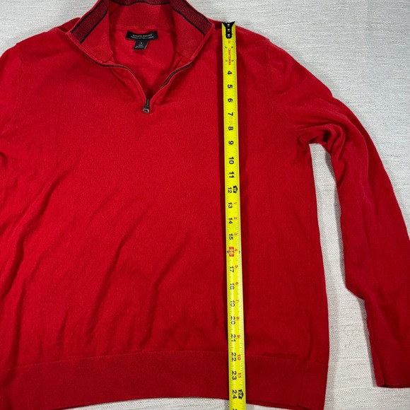 Banana Republic Mens L Red Premium Cotton Cashmere Quarter‎ Zip Pullover Sweater - Picture 6 of 6